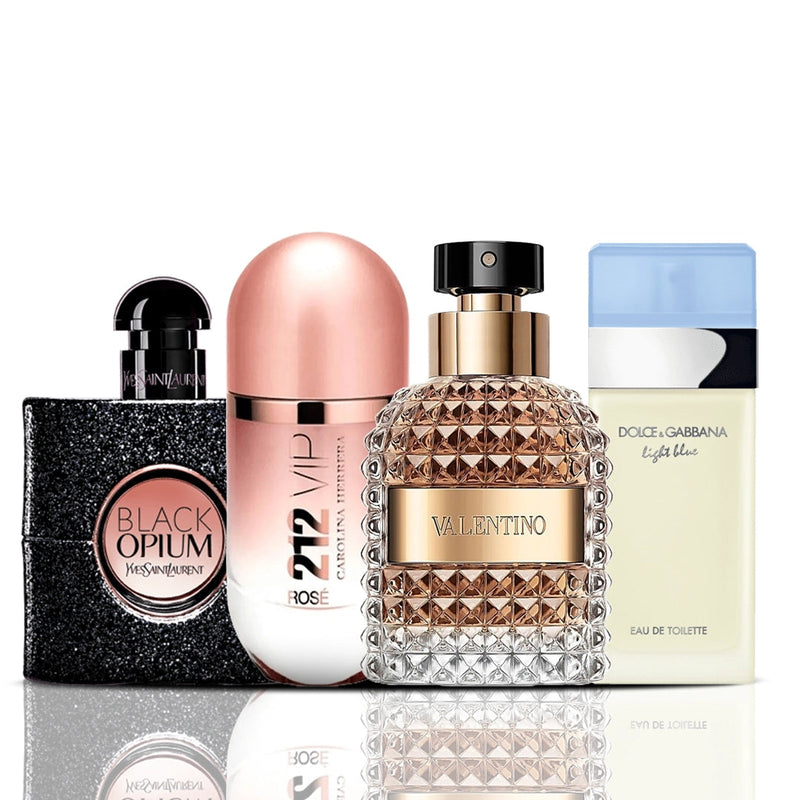 Zestaw 4 perfum | Black Opium + 212 VIP Rose + Valentino + Light Blue 100 ml