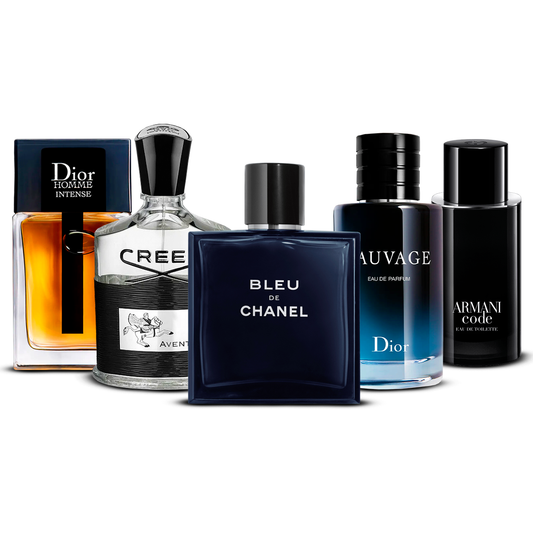 Zestaw 5 perfum – Dior Homme Intense, Aventus, Bleu de Chanel, Sauvage i Armani Code [100 ml każdy]
