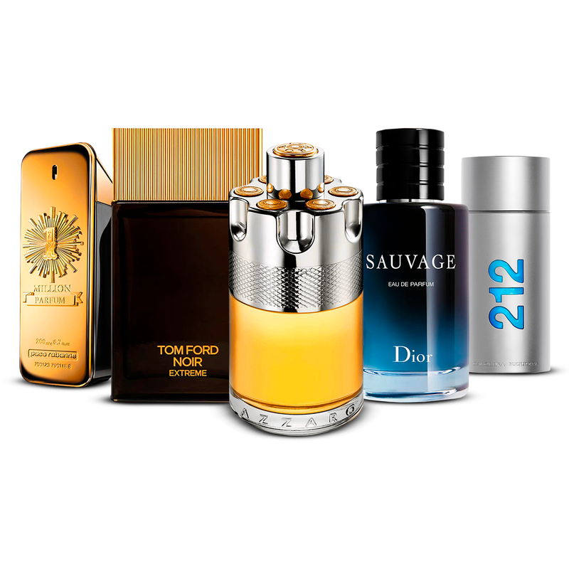 Zestaw 5 perfum – 1 Million, Noir Extrême, Wanted, Sauvage i 212 Men [100 ml każdy]