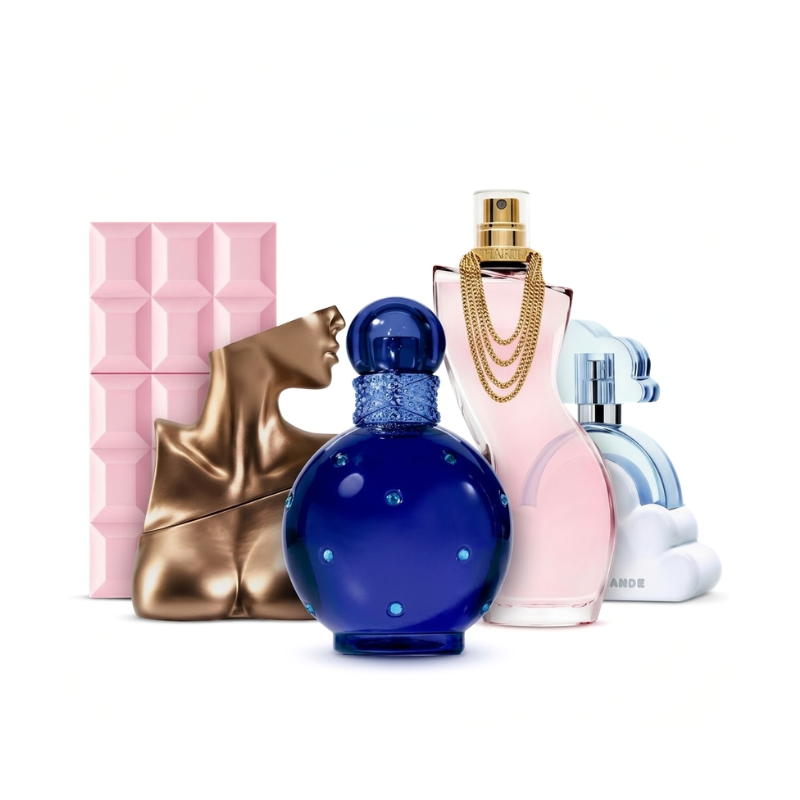 Zestaw 5 perfum – Cloud by Ariana Grande, Eilish by Billie Eilish, Midnight Fantasy by Britney Spears, Sweet Tooth by Sabrina Carpenter, Dance by Shakira [100 ml każdy]