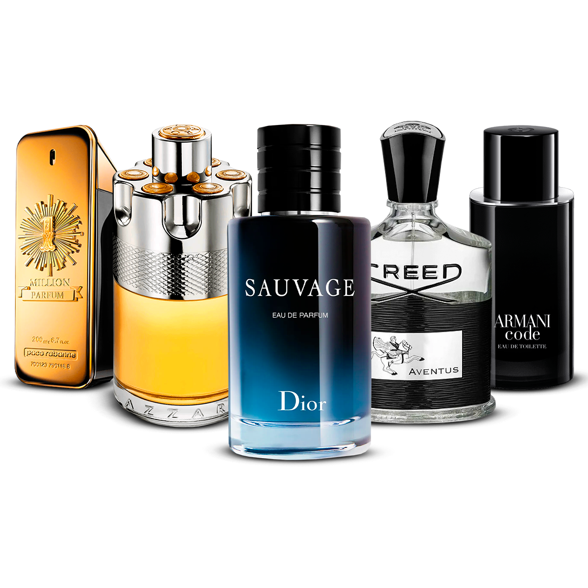 Zestaw 5 perfum – 1 Million, Wanted, Sauvage, Aventus i Armani Code [100 ml każdy]