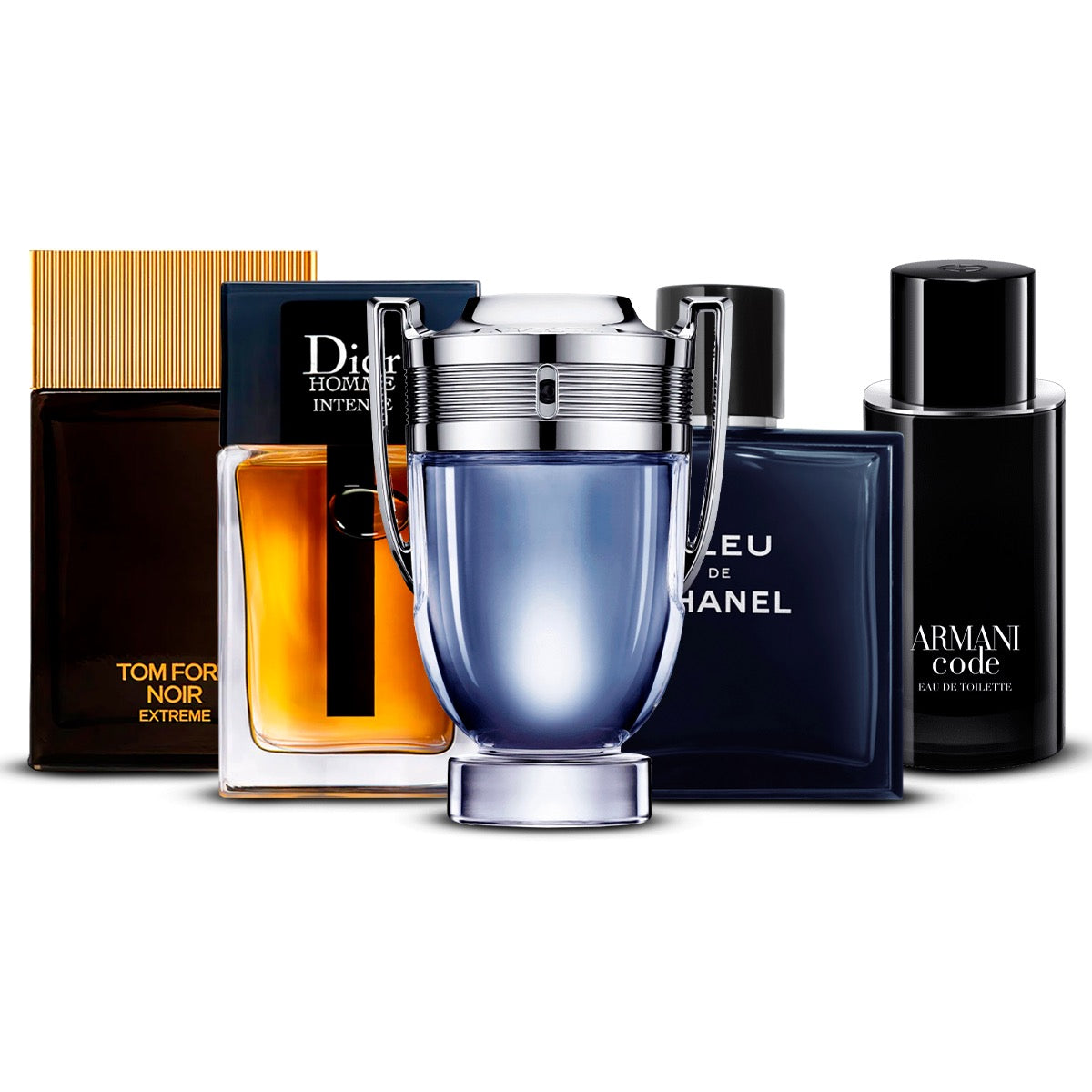 Zestaw 5 Perfum – Tom Ford Noir Extrême, Dior Homme Intense, Invictus, Bleu de Chanel i Armani Code [100 ml każdy]