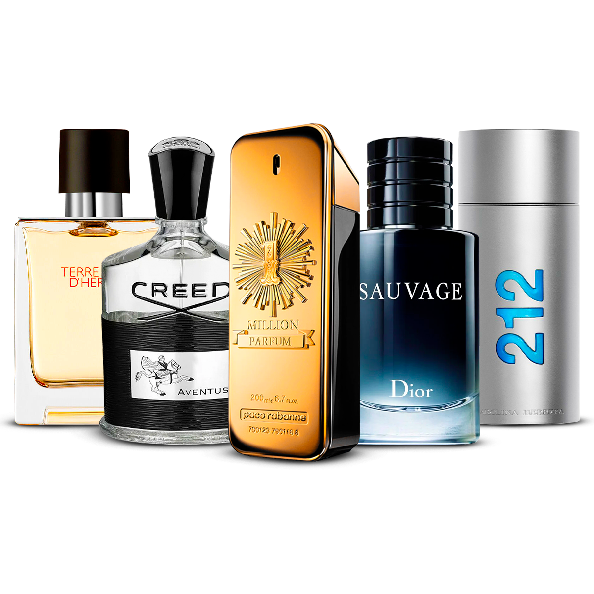 Zestaw 5 perfum – Terre d'Hermès, Aventus, 1 Million, Sauvage i 212 Men [100 ml każdy]