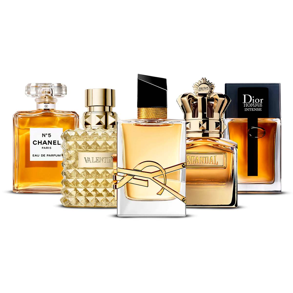 Zestaw 5 perfum – Chanel Nº5, Valentino Uomo, Libre, Scandal Pour Homme i Dior Homme Intense [100 ml każdy]