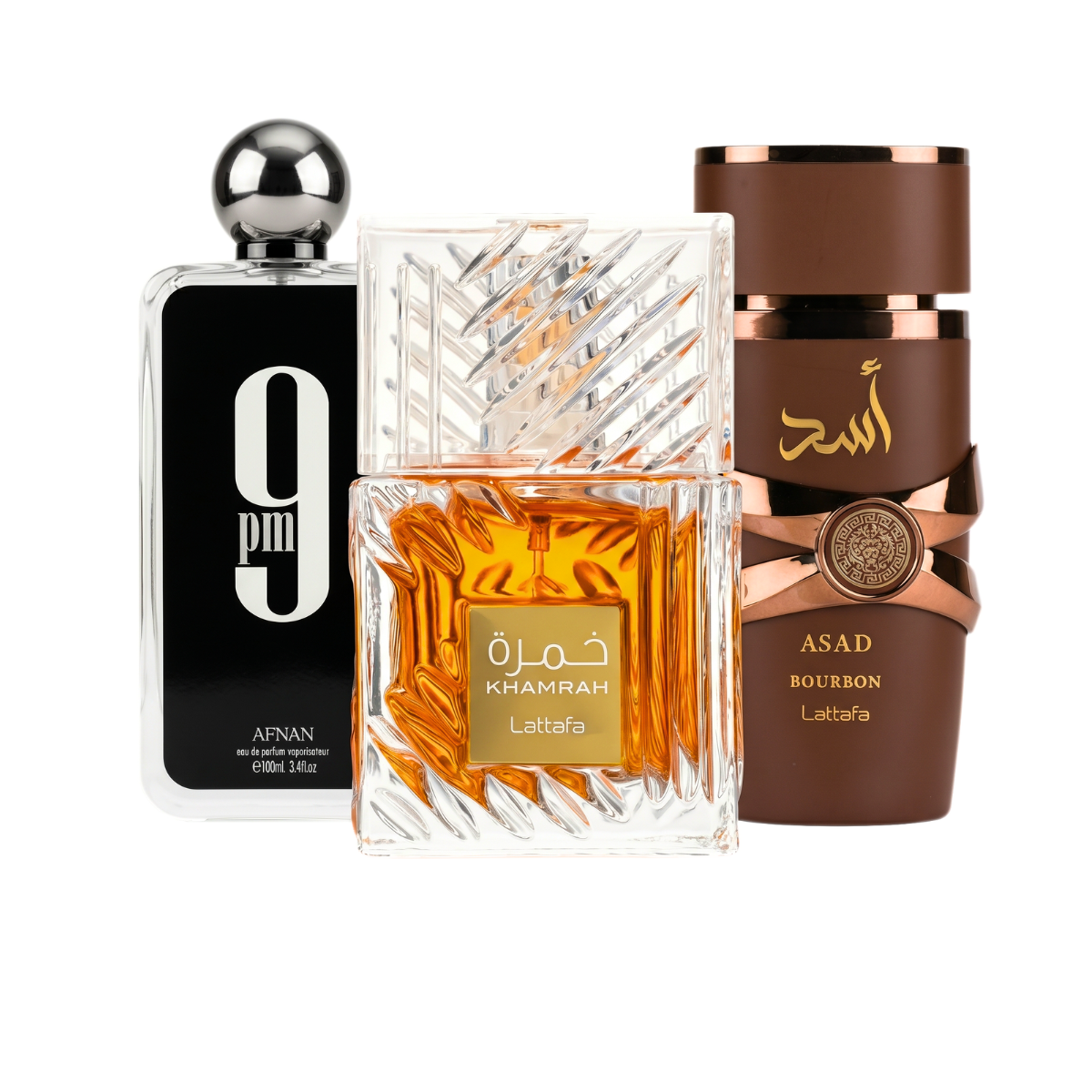 Zestaw 3 perfum | 9PM + Khamrah + Asad Bourbon 100 ml