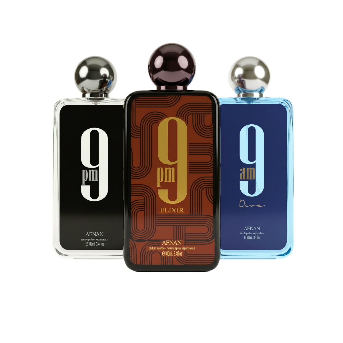 Zestaw 3 perfum | 9PM + 9PM Elixir + 9AM Dive 100 ml