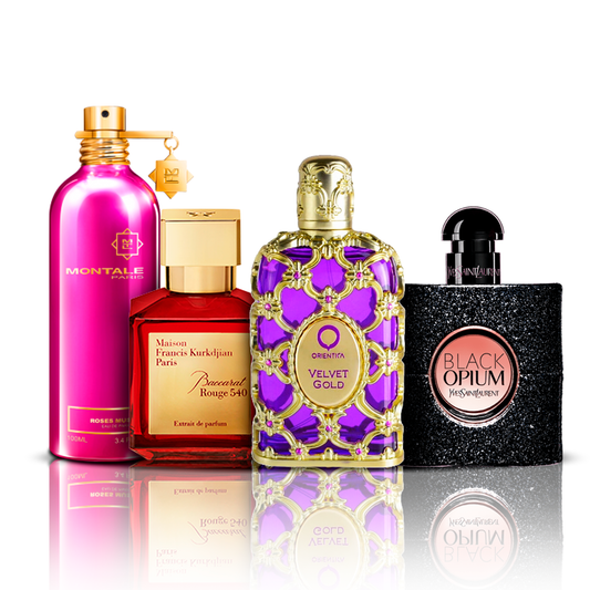 Zestaw 4 perfum | Velvet Gold + Baccarat Rouge + Black Opium + Montale Roses Musk 100 ml