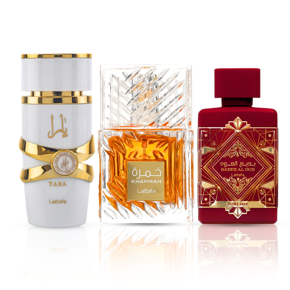 Zestaw 3 perfum | Khamrah + Bade'e Al Oud Sublime + Yara Moi 100 ml