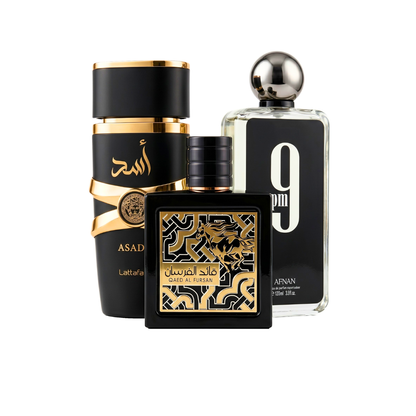 Zestaw 3 perfum | Asad + 9PM + Qaed Al Fursan 100 ml