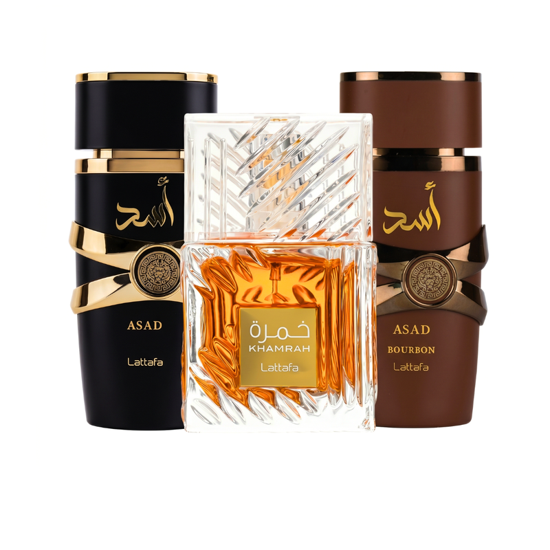 Zestaw 3 perfum | Asad + Asad Bourbon + Khamrah 100 ml