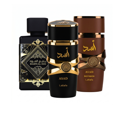 Zestaw 3 perfum | Qaed Al Fursan + Asad + 9PM 100 ml