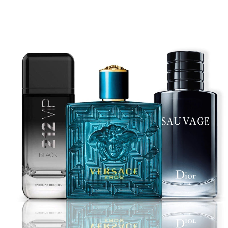Zestaw 3 perfum | 212 VIP Black + Eros + Sauvage 100 ml