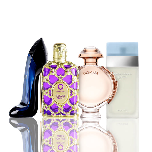 Zestaw 4 Perfum | Light Blue + Orientica Velvet Gold + Good Girl + Olympea 100 ml