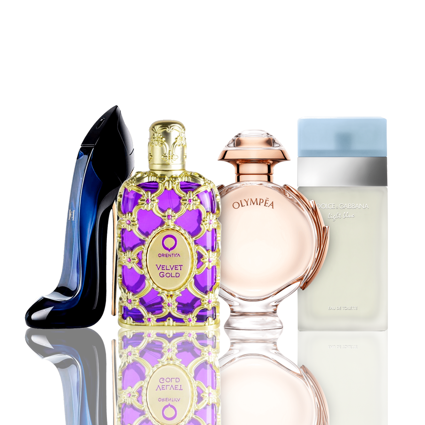Zestaw 4 perfum | Light Blue + Velvet Gold + Good Girl + Olympéa 100 ml