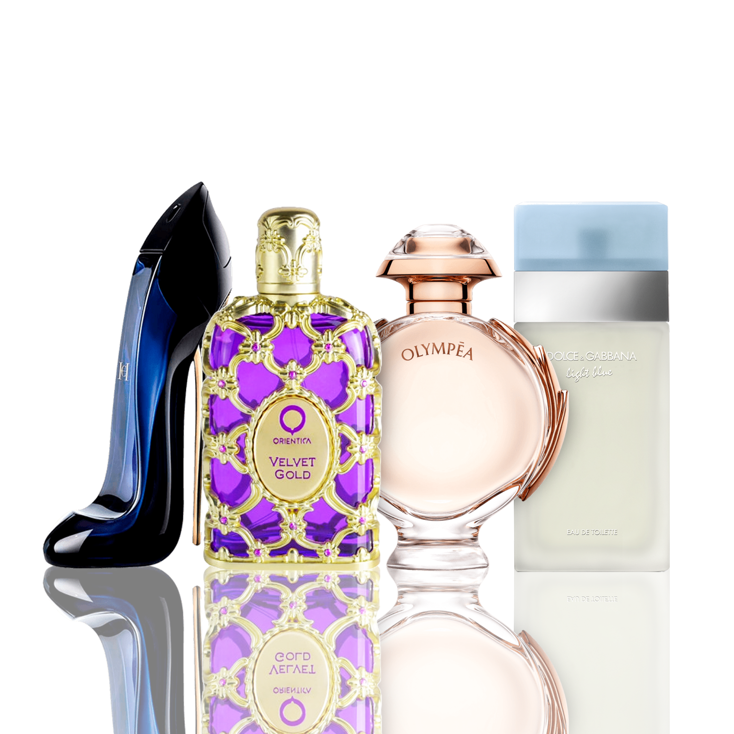 Zestaw 4 perfum | Light Blue + Velvet Gold + Good Girl + Olympéa 100 ml