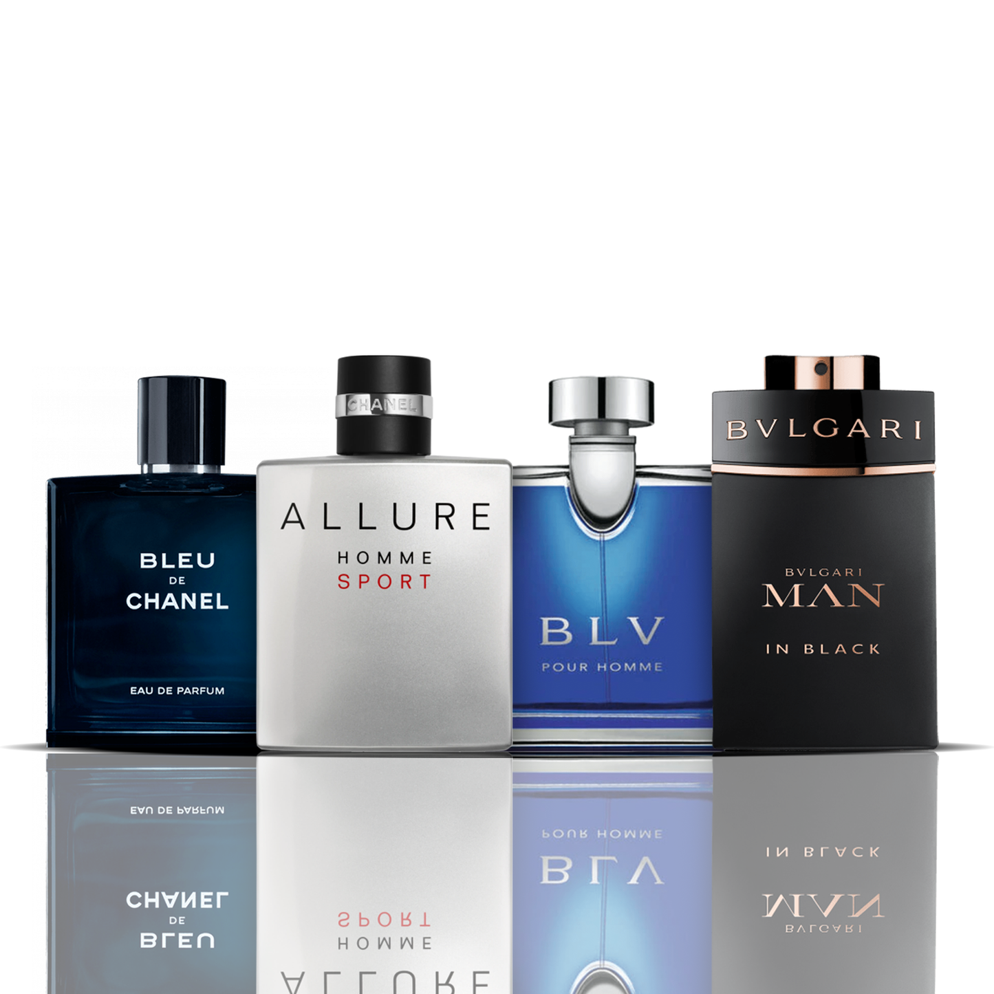 Zestaw 4 perfum | Bleu de Chanel + Allure Sport + BLV + Man in Black 100 ml